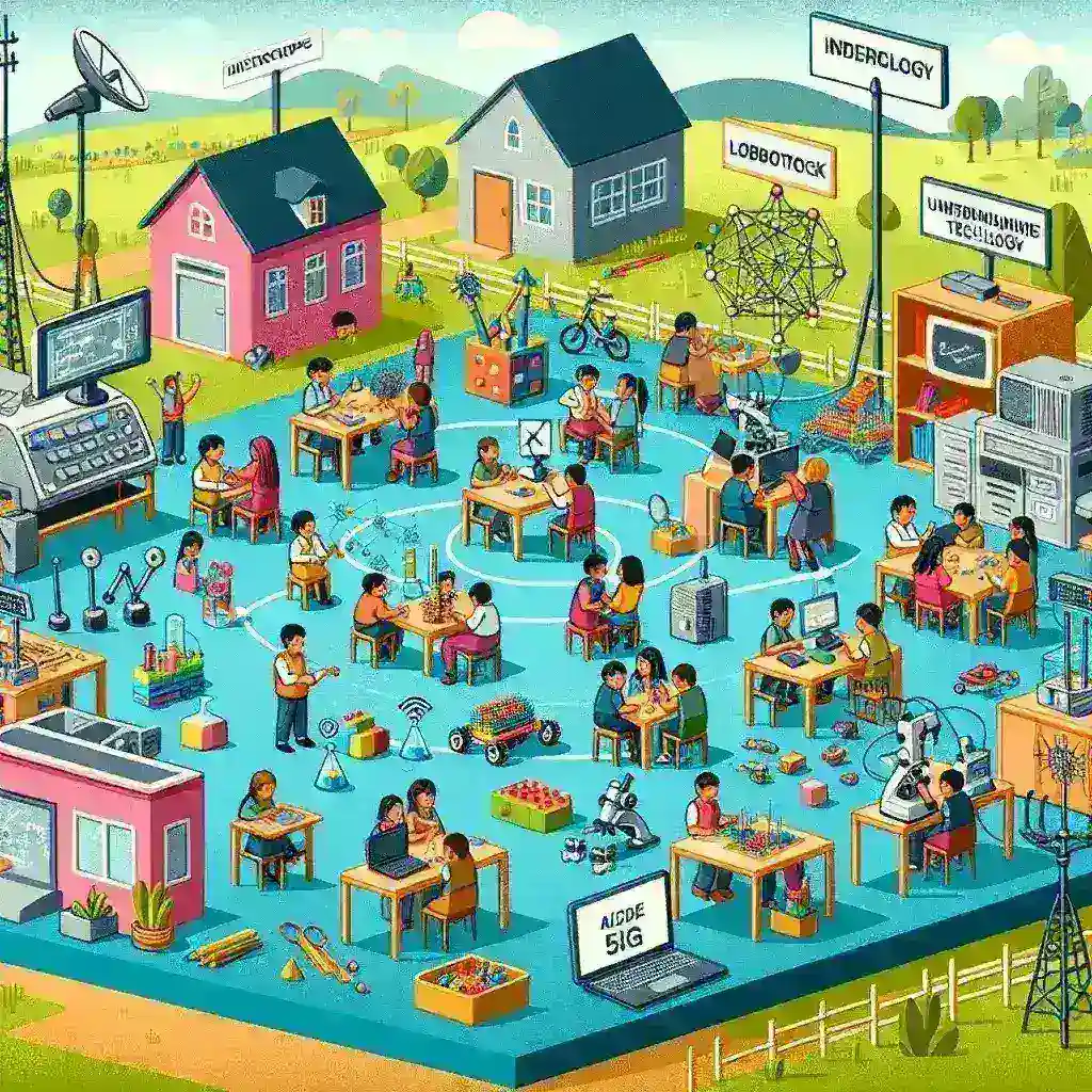 "Students in a rural classroom engaged with Verizon 5G STEM education kits, showcasing interactive technology and hands-on learning experiences."