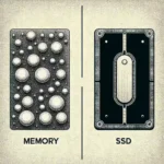 "Close-up of a vintage bubble memory chip, showcasing its intricate design and technology used before the advent of SSDs, illustrating the evolution of data storage methods."