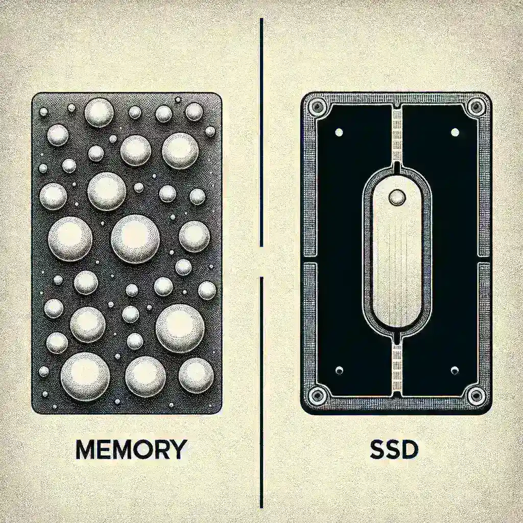 "Close-up of a vintage bubble memory chip, showcasing its intricate design and technology used before the advent of SSDs, illustrating the evolution of data storage methods."